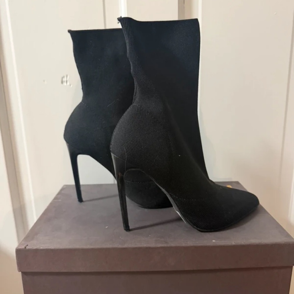 H&M Black Stretch Sock Stiletto Ankle Boots
